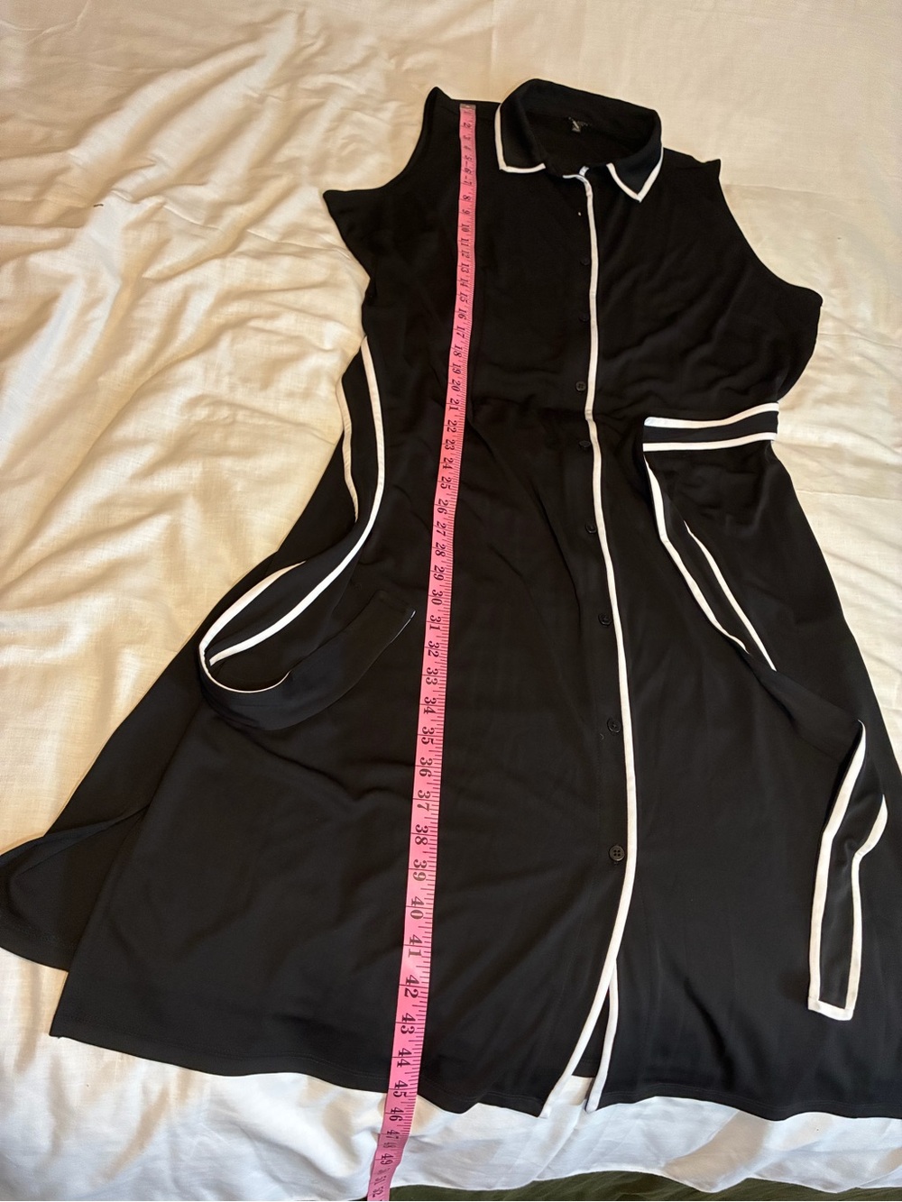 Talbots tipped jersey shirtdress in black with white contrast piping Trim - 2Xp - Picture 14 of 16